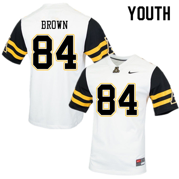 Youth #84 Da'Shawn Brown Appalachian State Mountaineers College Football Jerseys Sale-White - Click Image to Close